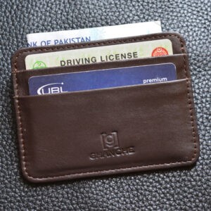 GHANCHE Sleek Leather Card Holder (Dark Shinny Brown) GH-SLK-09