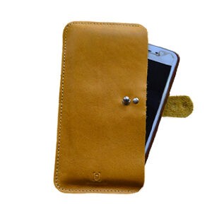 GHANCHE Leather Mobile Pouch (Mustard Yellow) GH-MP-03