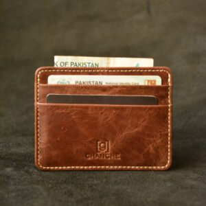 GHANCHE Sleek Leather Card Holder (Textured Brown) GH-SLK-02