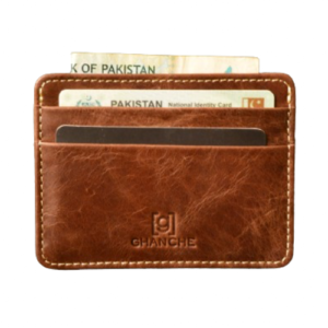 GHANCHE Sleek Leather Card Holder (Textured Brown) GH-SLK-02